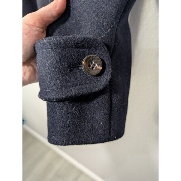 Banana Republic Black Wool Jacket Overcoat Red Piping Unlined M Faux Horn - Picture 4 of 8